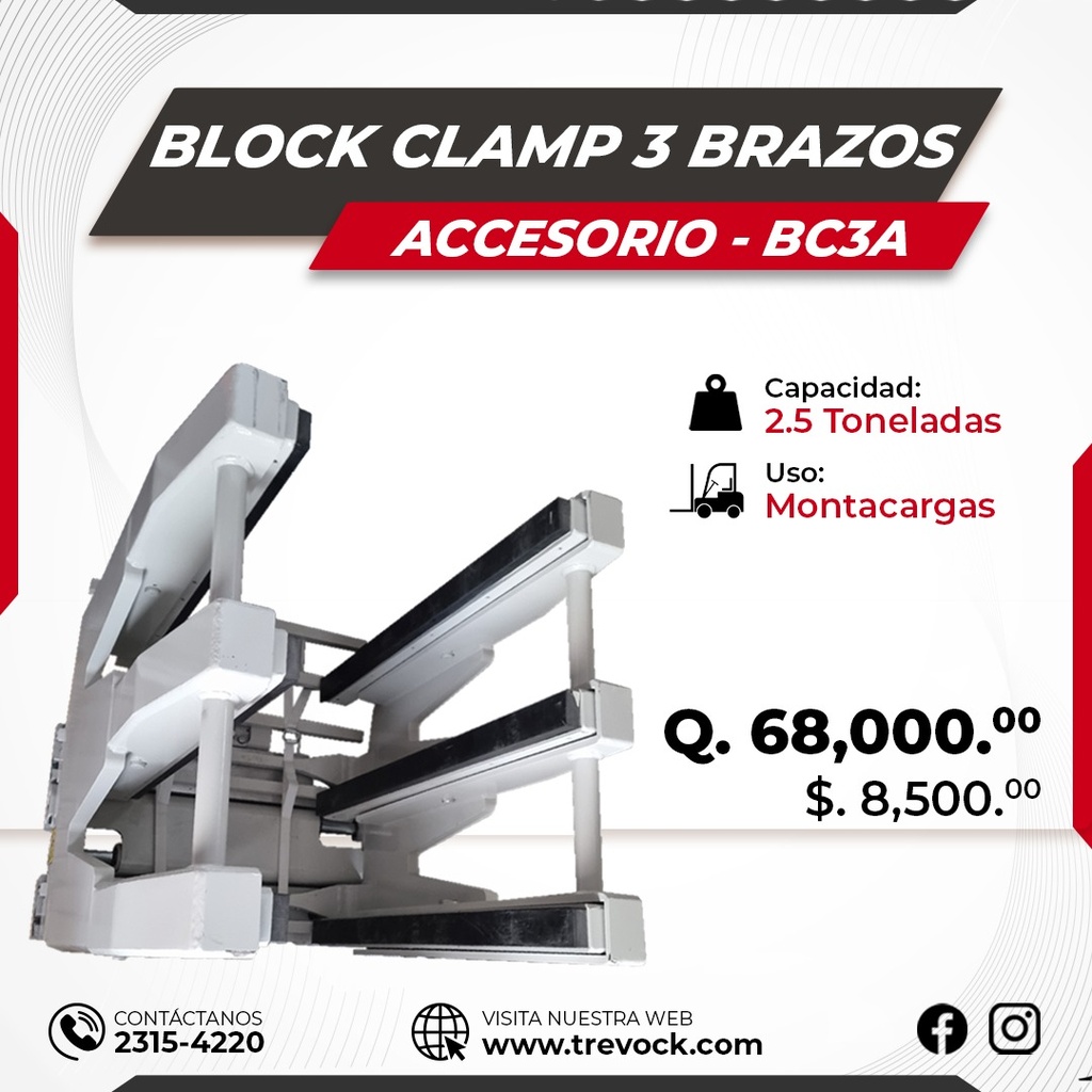 Block clamp 3 brazos