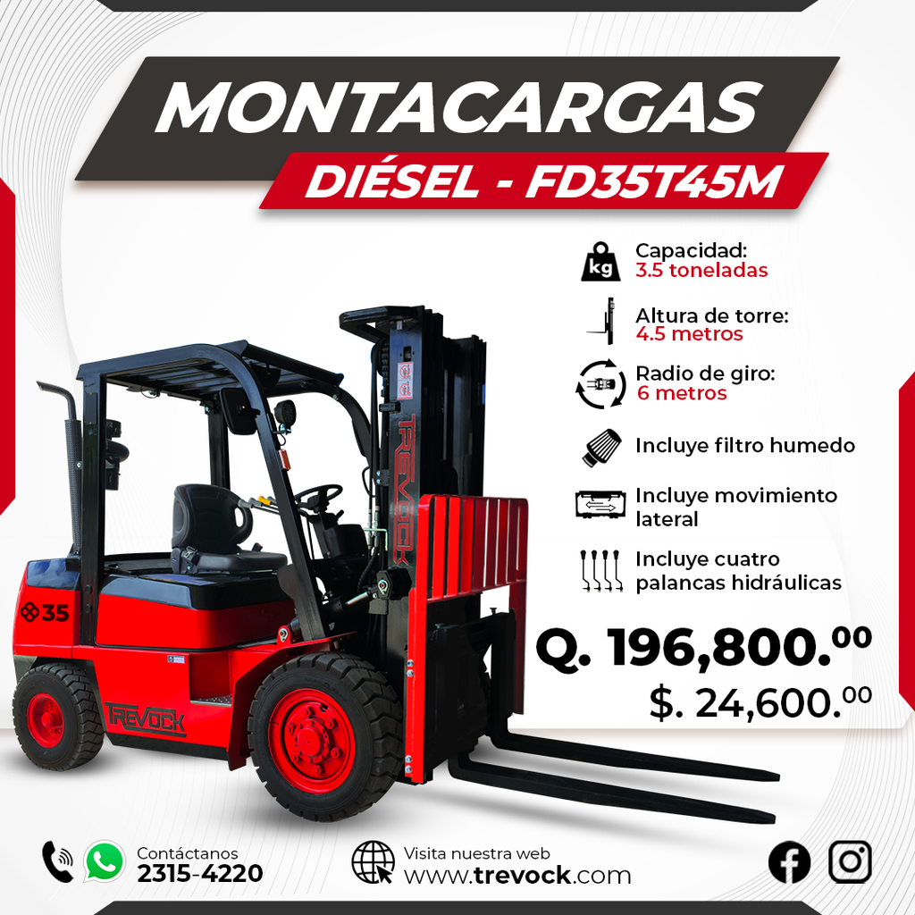 [MON35T45M] Montacarga 3.5 Ton Torre 4.5 m