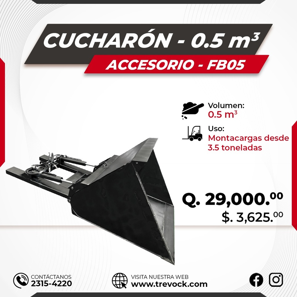 [FB050] Cucharon de montacarga de 0.5 m3